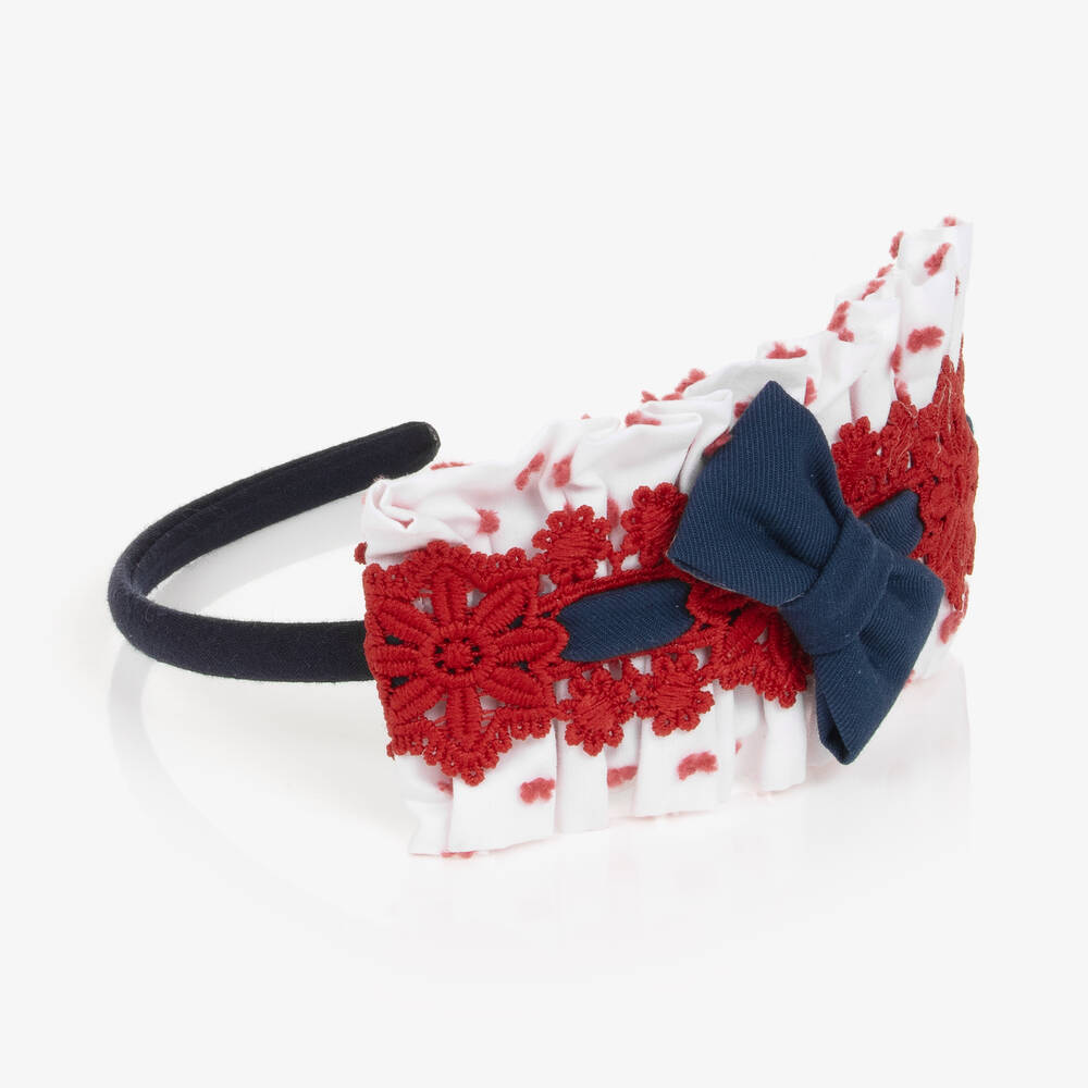 Miranda-Синий ободок с красным бантом | Childrensalon Outlet