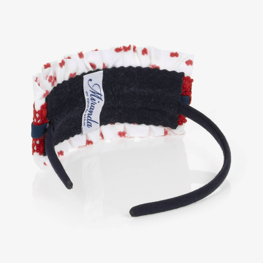 Miranda-Синий ободок с красным бантом | Childrensalon Outlet