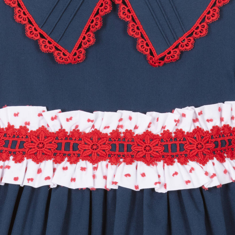 Miranda-Girls Navy Blue & White Dress | Childrensalon Outlet
