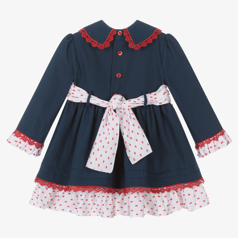 Miranda-Girls Navy Blue & White Dress | Childrensalon Outlet