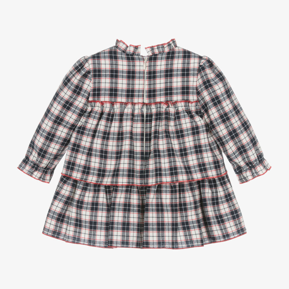Miranda-Girls Navy Checked Ruffle Dress | Childrensalon Outlet