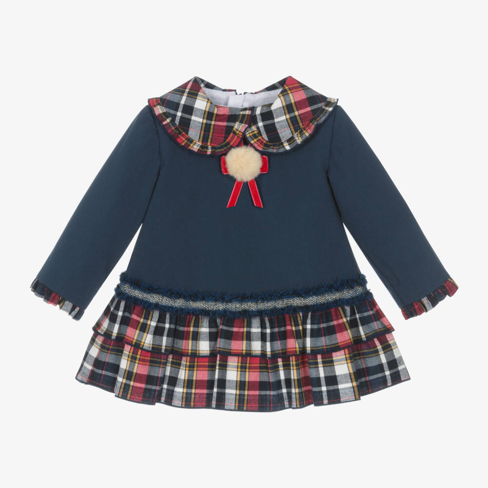 Miranda-Girls Navy Tartan Check Dress | Childrensalon Outlet