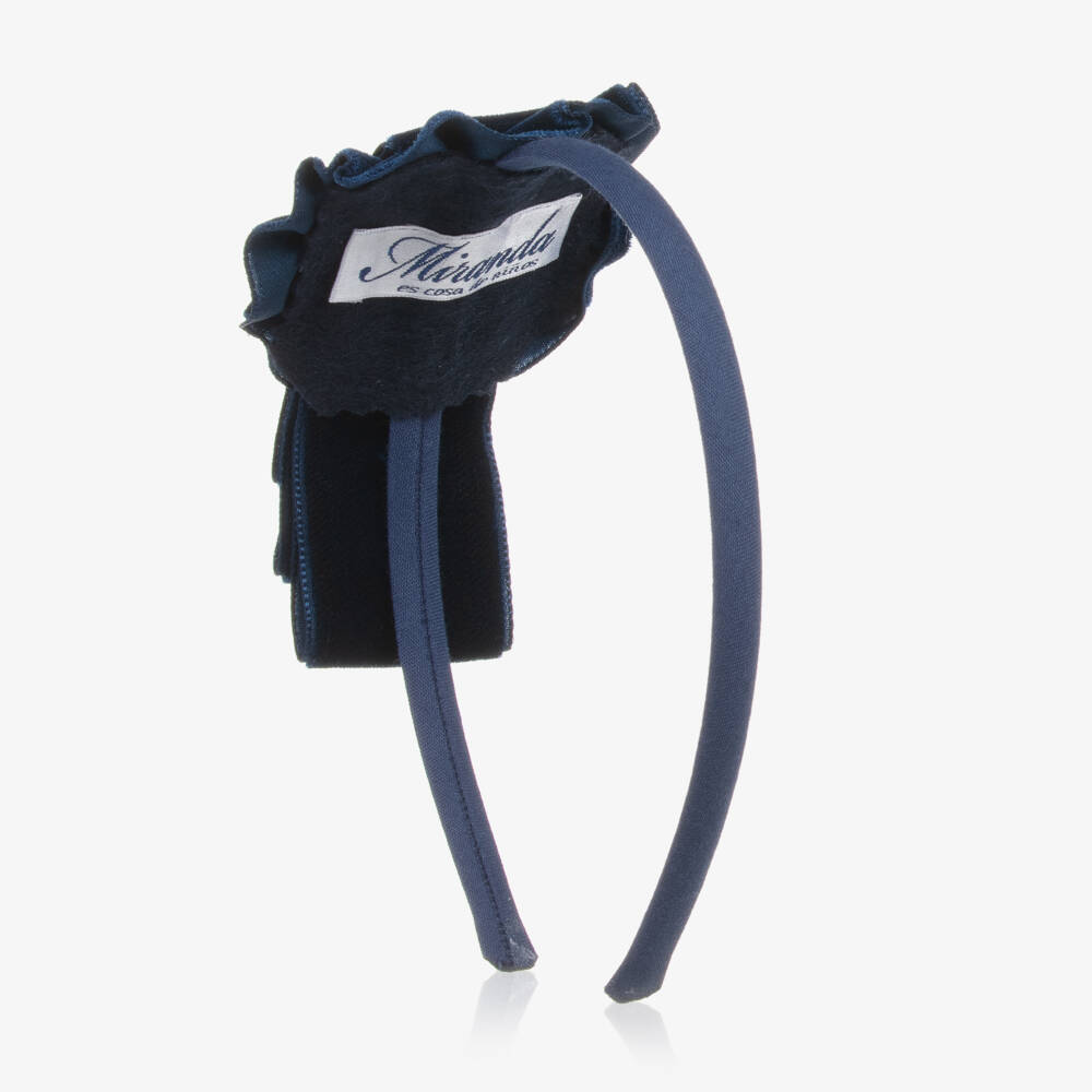 Miranda-Girls Navy Velvet Headband | Childrensalon Outlet