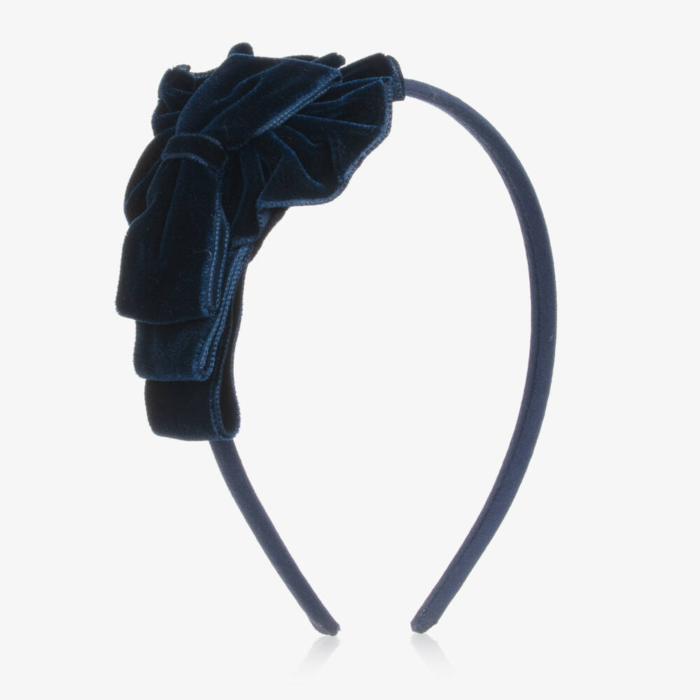 Miranda-Girls Navy Velvet Headband | Childrensalon Outlet