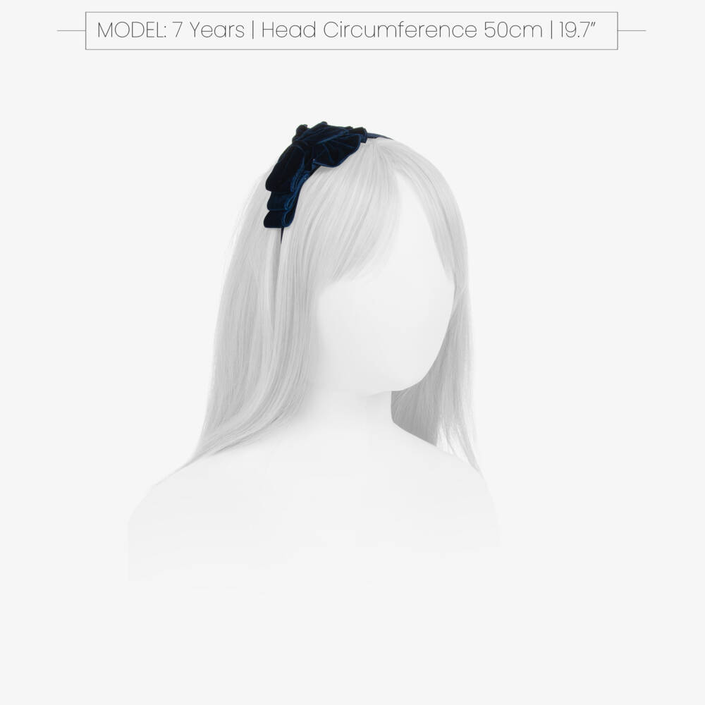 Miranda-Girls Navy Velvet Headband | Childrensalon Outlet