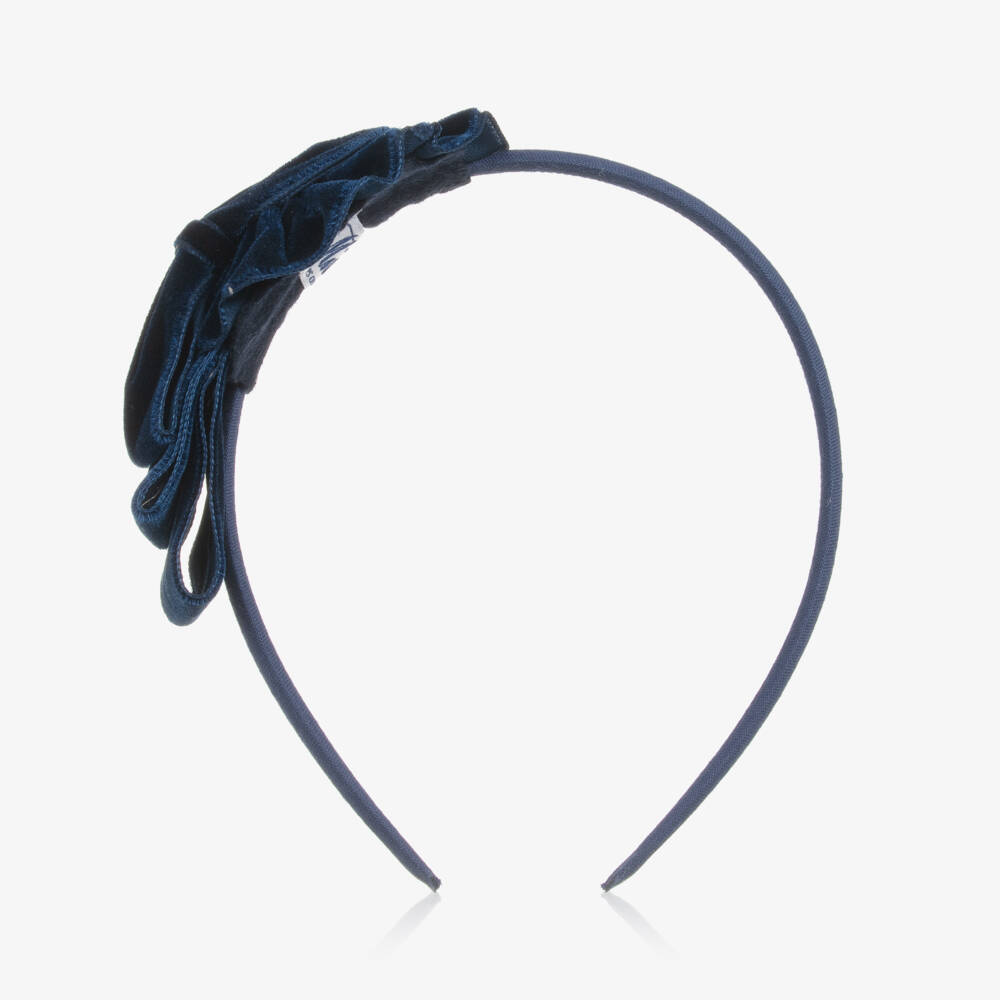 Miranda-Girls Navy Velvet Headband | Childrensalon Outlet