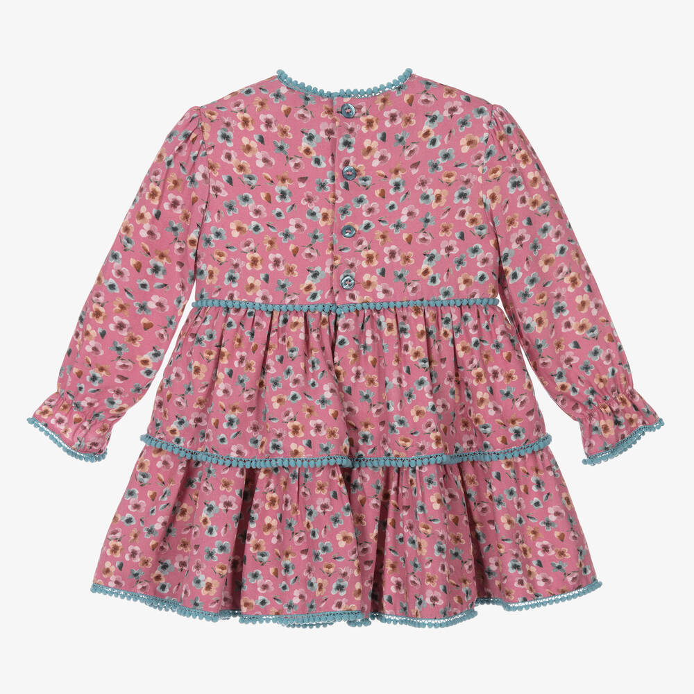 Miranda-فستان بطبعة ورود فيسكوز لون زهري وأزرق | Childrensalon Outlet