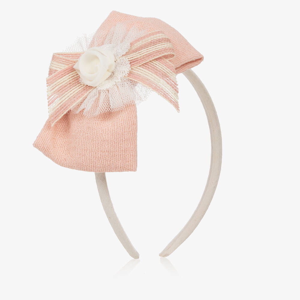 Miranda - Girls Pink Bow Hairband | Childrensalon