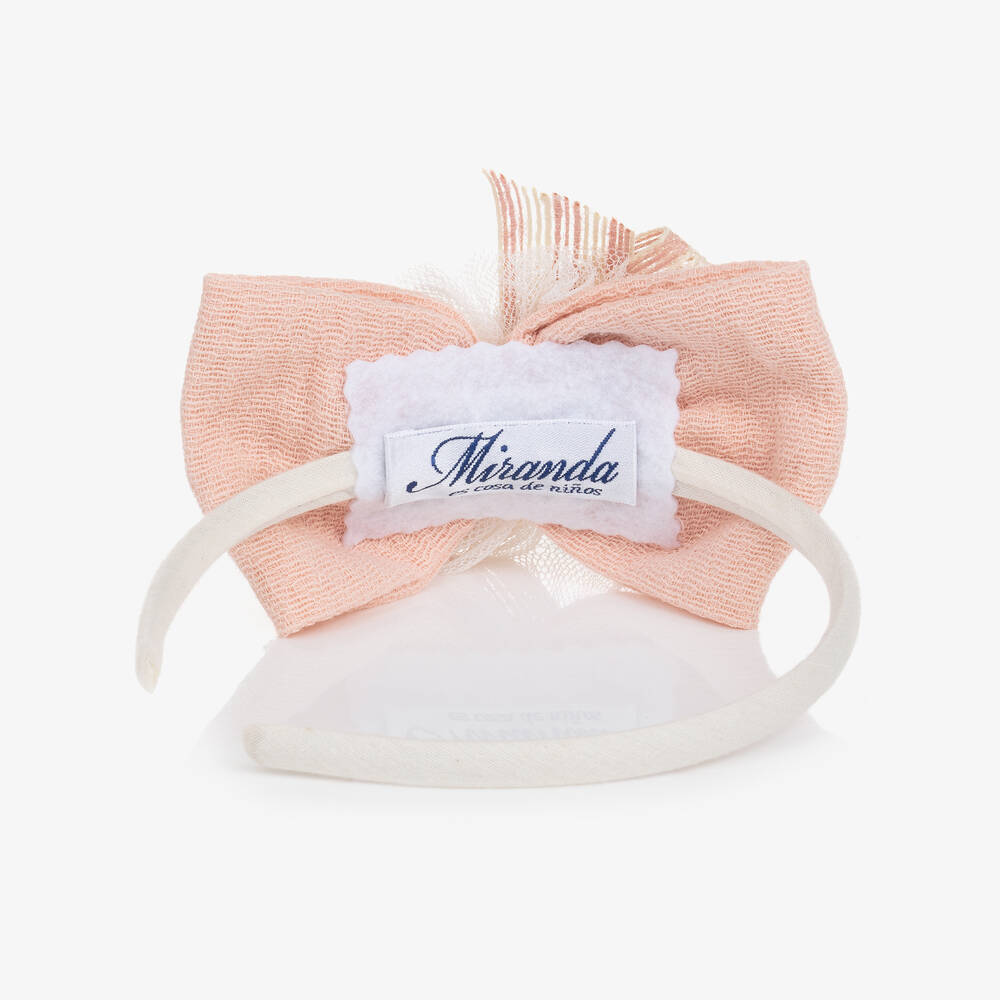 Miranda-Girls Pink Bow Hairband | Childrensalon Outlet
