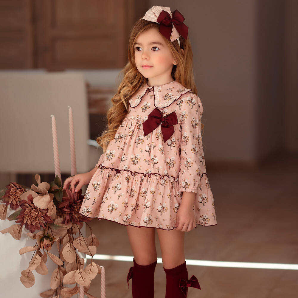 Miranda-Розовое хлопковое платье в цветочек | Childrensalon Outlet