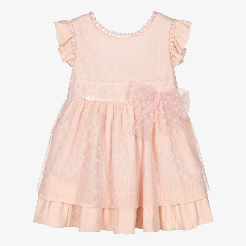 Miranda - Robe rose tulle à pois Fille  | Childrensalon