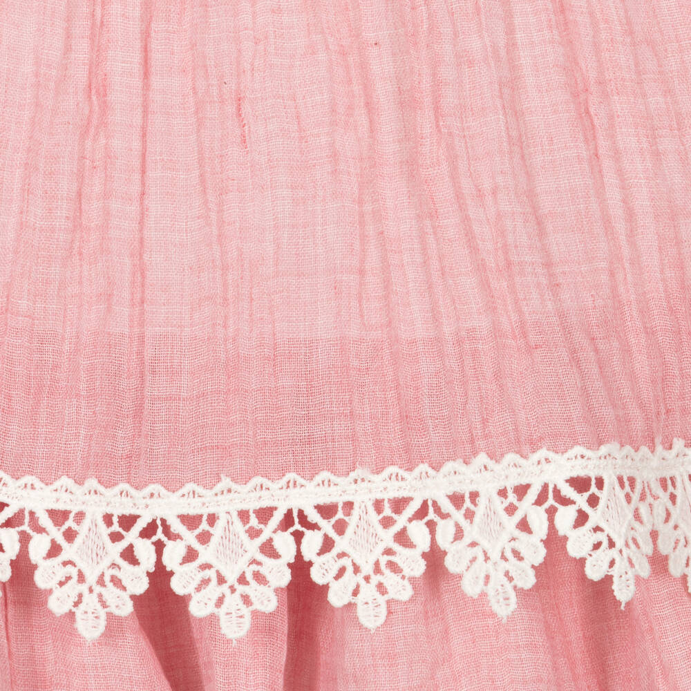 ميراندا-فستان كتان محبوك مطرز لون زهري | Childrensalon Outlet