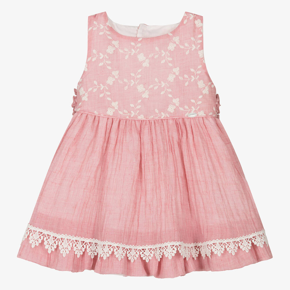 Miranda-Girls Pink Embroidered Dress | Childrensalon Outlet