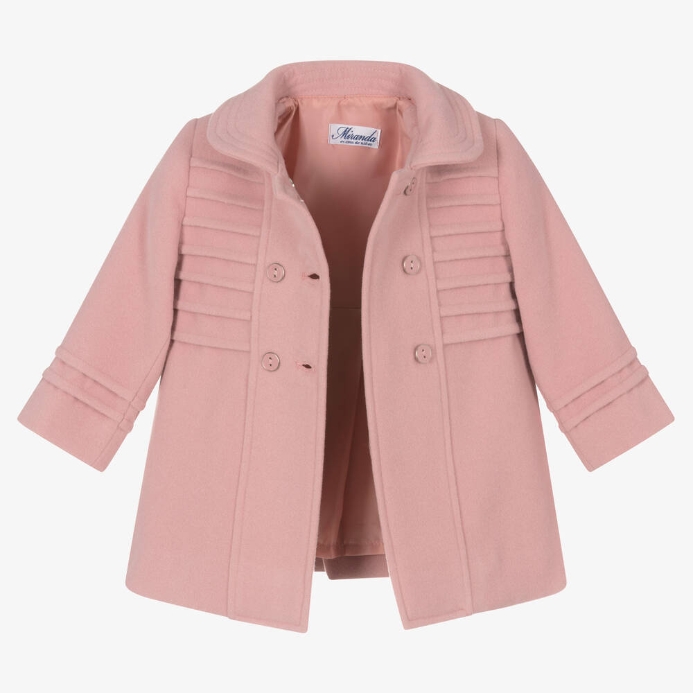 Miranda-Girls Pink Felted Double-Breasted Coat | Childrensalon Outlet