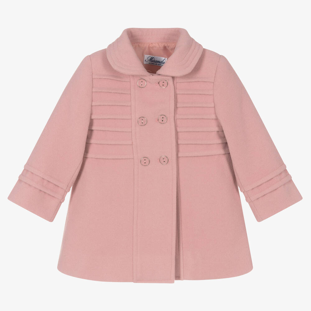 Miranda - Manteau rose en feutre fille | Childrensalon