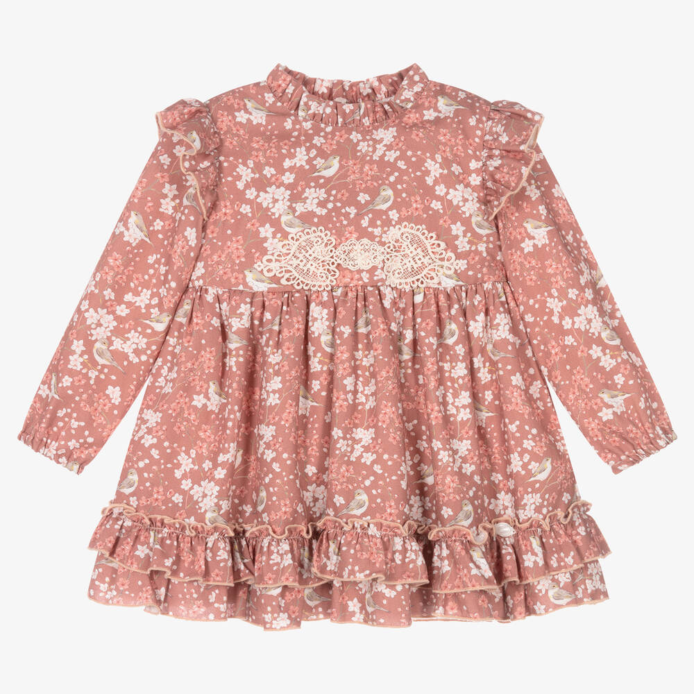 Miranda-Розовое хлопковое платье в цветочек | Childrensalon Outlet