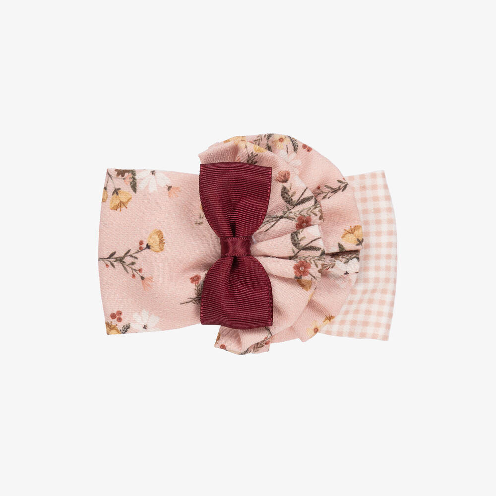 Miranda - Girls Pink Floral Bow Hair Clip (11cm) | Childrensalon