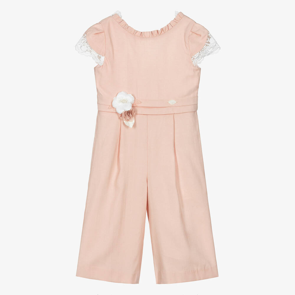 Miranda - Rosa Jumpsuit mit Blumenbrosche (M) | Childrensalon