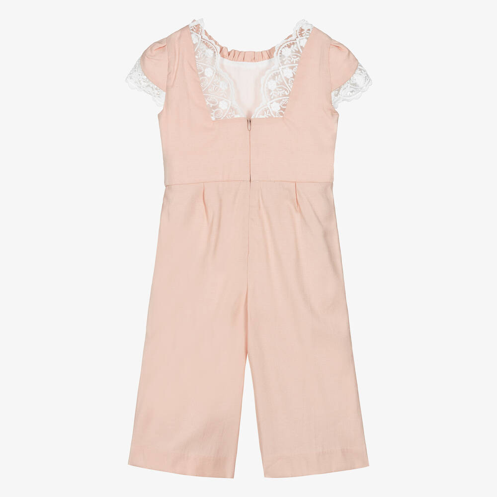 Miranda-Розовый комбинезон с брошью-цветком | Childrensalon Outlet