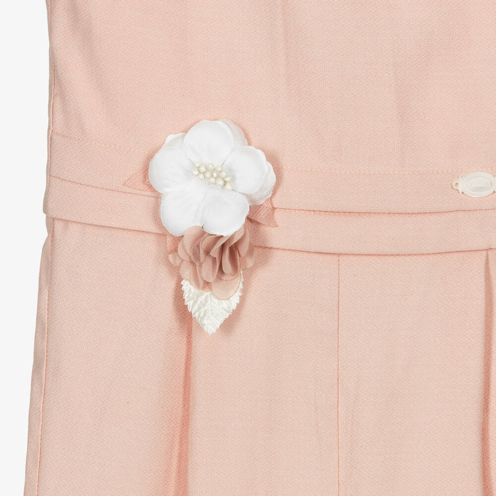 Miranda-Розовый комбинезон с брошью-цветком | Childrensalon Outlet
