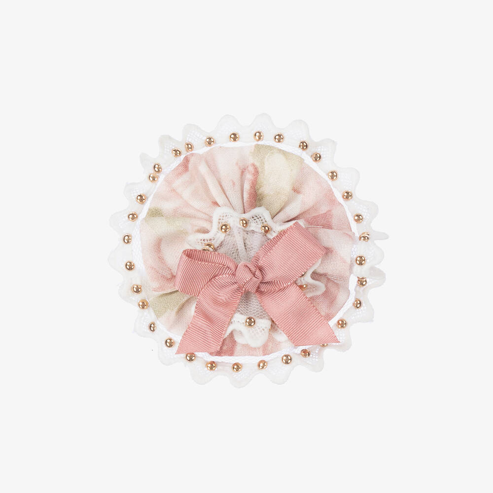 Miranda-Girls Pink Floral Hairclip (10cm) | Childrensalon Outlet