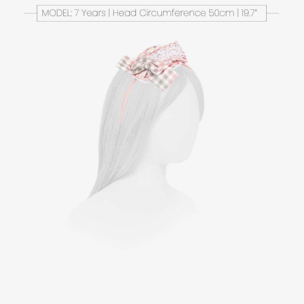 Miranda-طوق رأس وردي بنقشة المربعات للبنات | Childrensalon Outlet