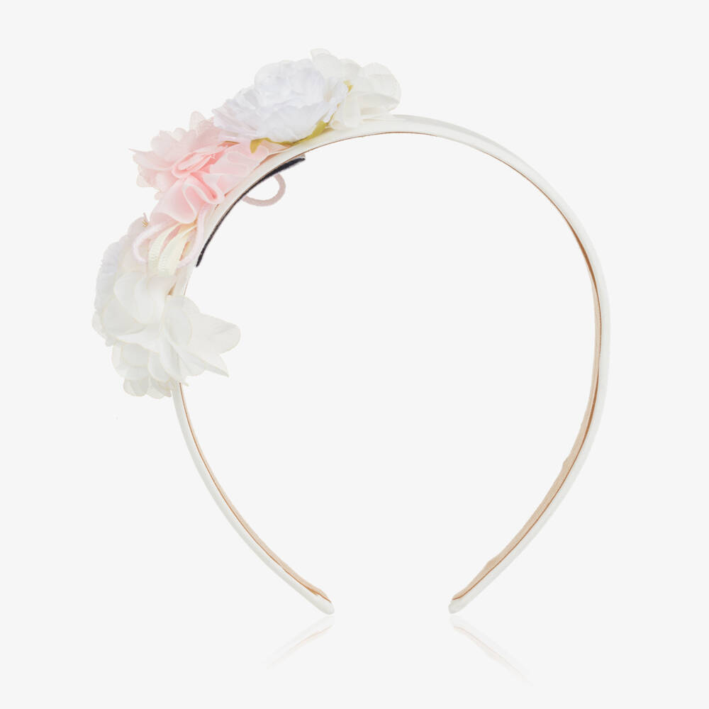 Miranda-طوق رأس مزهر باللونين الوردي والعاجي للبنات | Childrensalon Outlet