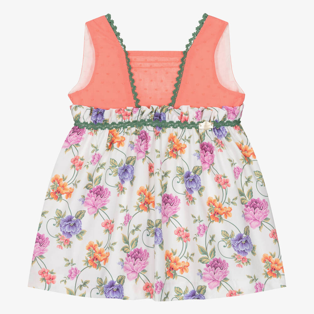 Miranda-Girls Pink & Ivory Cotton Floral Dress | Childrensalon Outlet