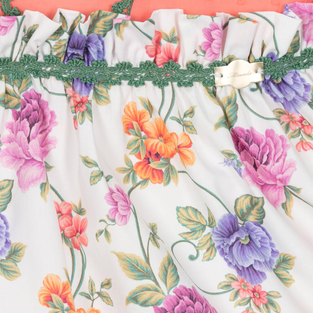 Miranda-Girls Pink & Ivory Cotton Floral Dress | Childrensalon Outlet