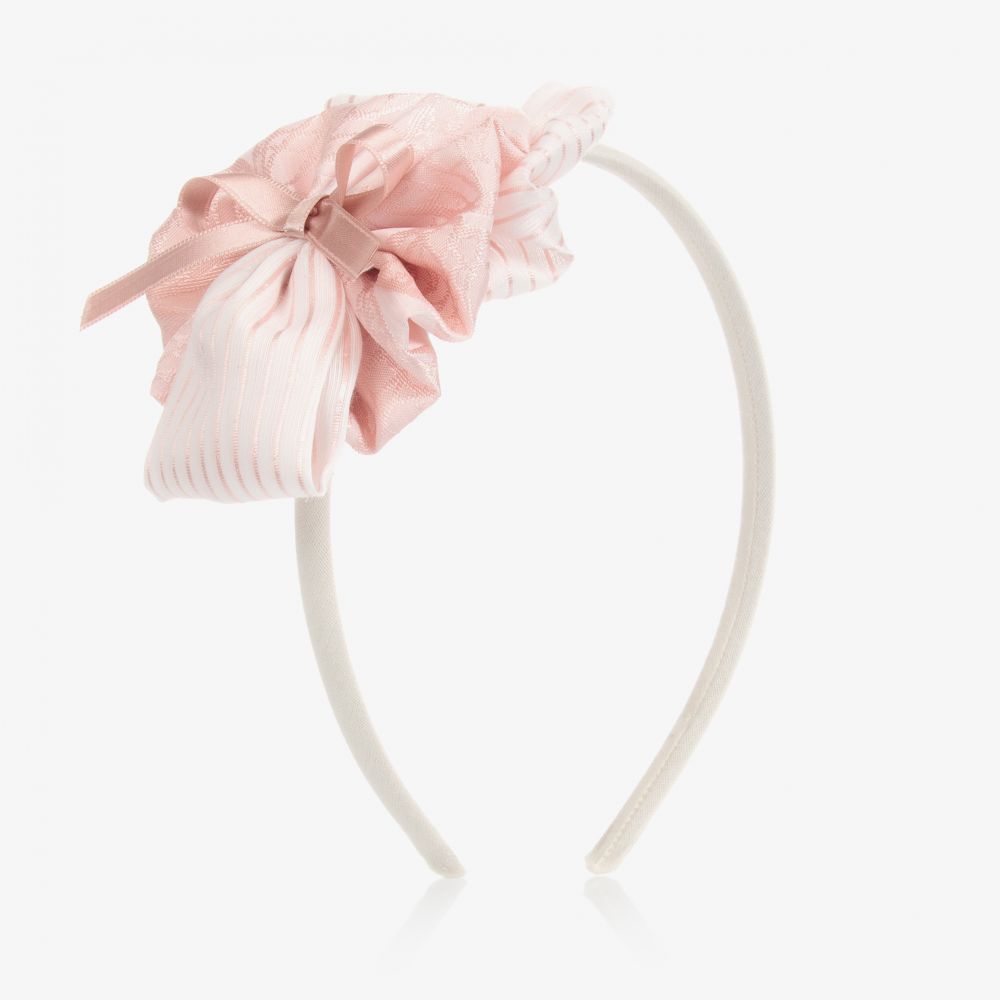 Miranda - Girls Pink & Ivory Hairband | Childrensalon