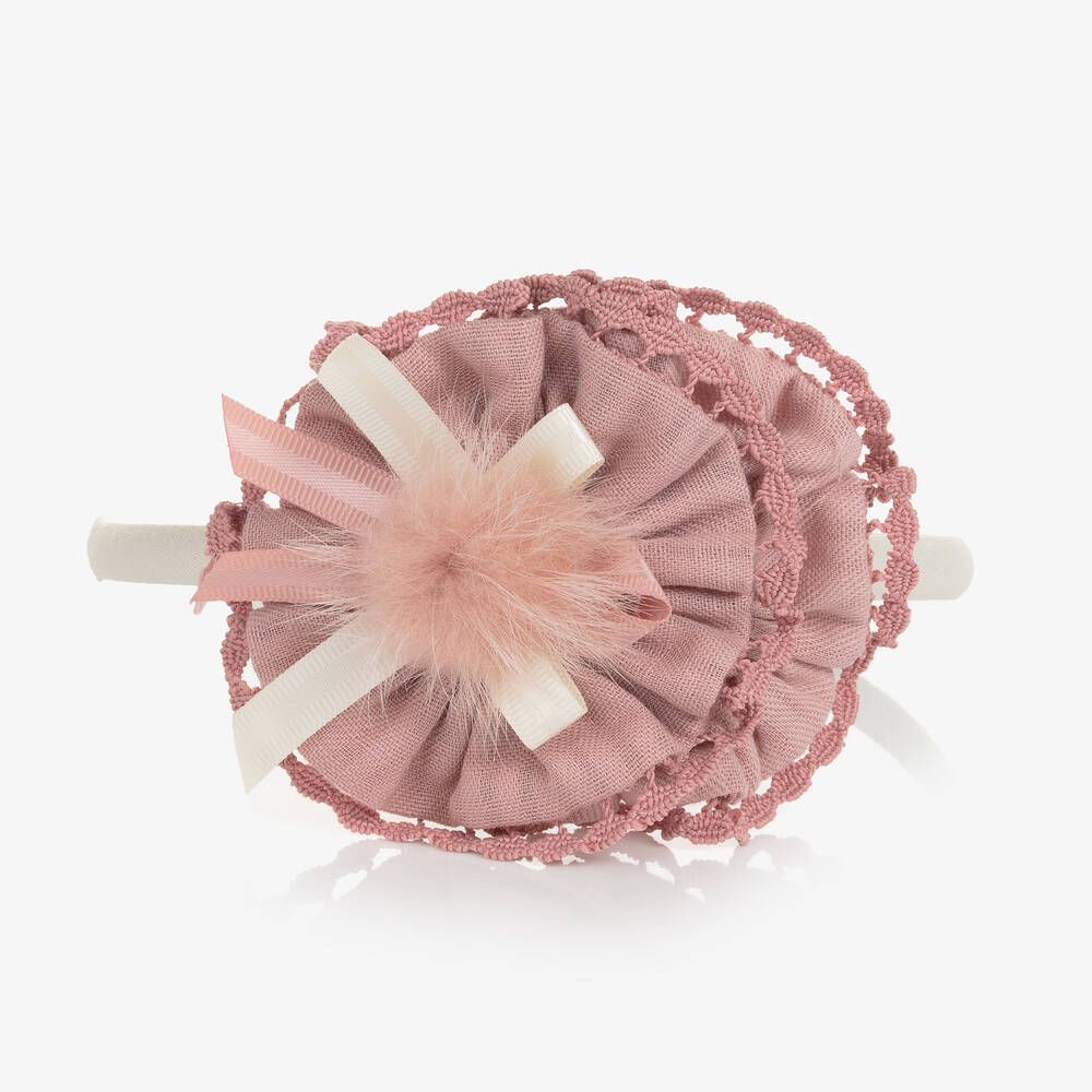 Miranda-Кремово-розовый ободок с помпоном | Childrensalon Outlet