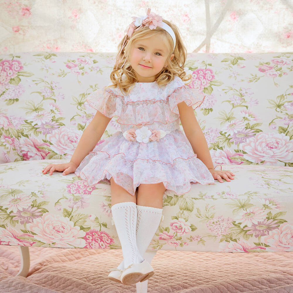Girls pink 2025 ruffle dress