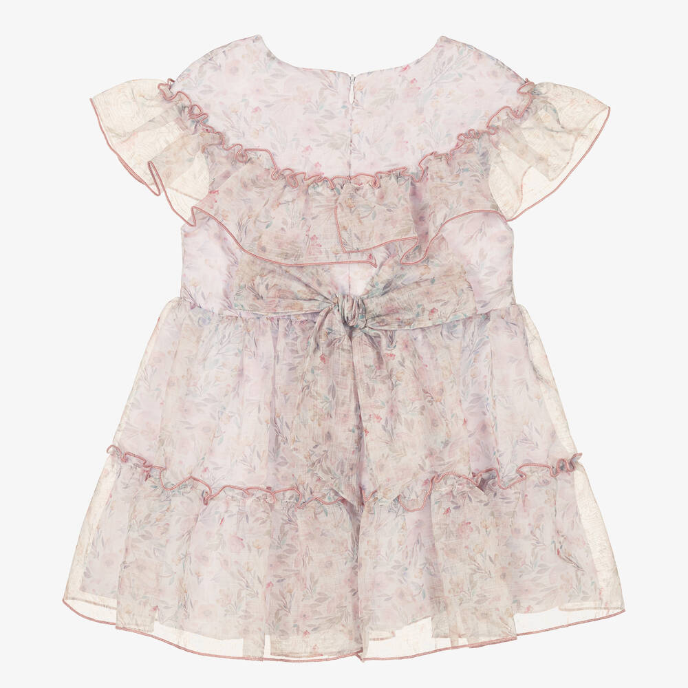 Miranda-Розовое платье из органзы с рюшами | Childrensalon Outlet