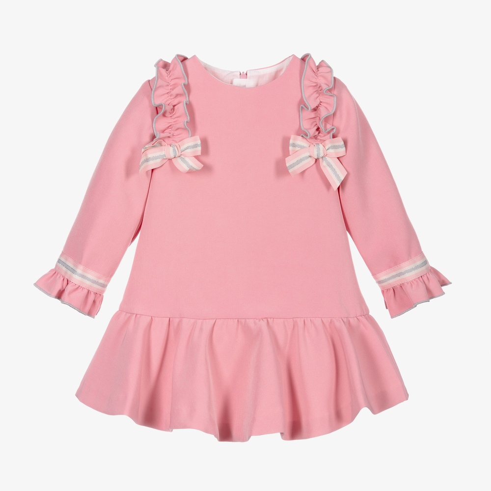 Miranda - Girls Pink Ruffle Shift Dress | Childrensalon