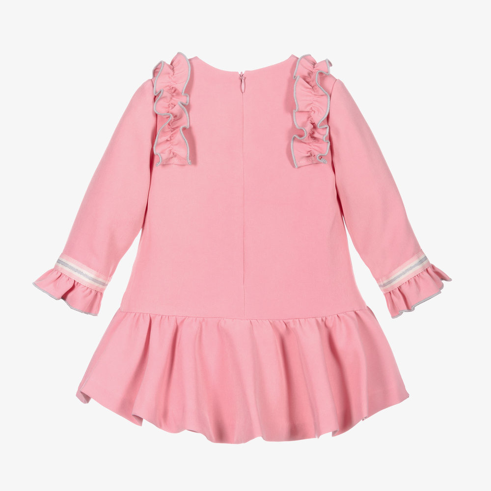 Miranda-Розовое платье-шифт с рюшами для девочек | Childrensalon Outlet