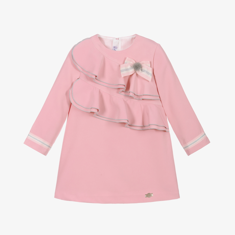 Miranda - Розовое платье-шифт с рюшами для девочек | Childrensalon
