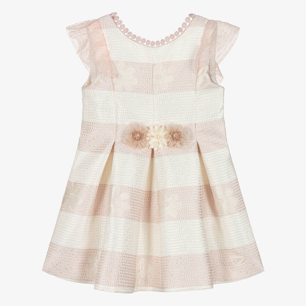 Miranda - Robe rose rayée à volants fille | Childrensalon