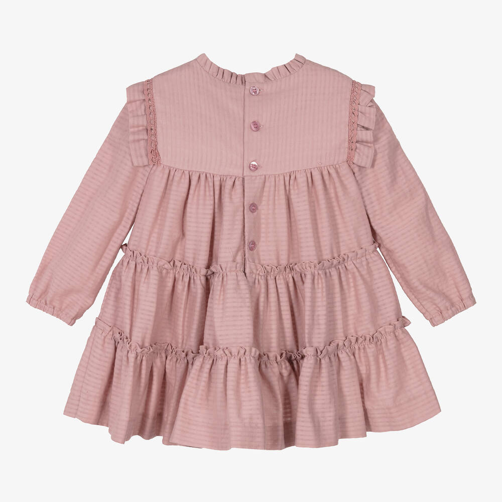 ميراندا-فستان قطن بطبقات لون زهري فيوشيا | Childrensalon Outlet