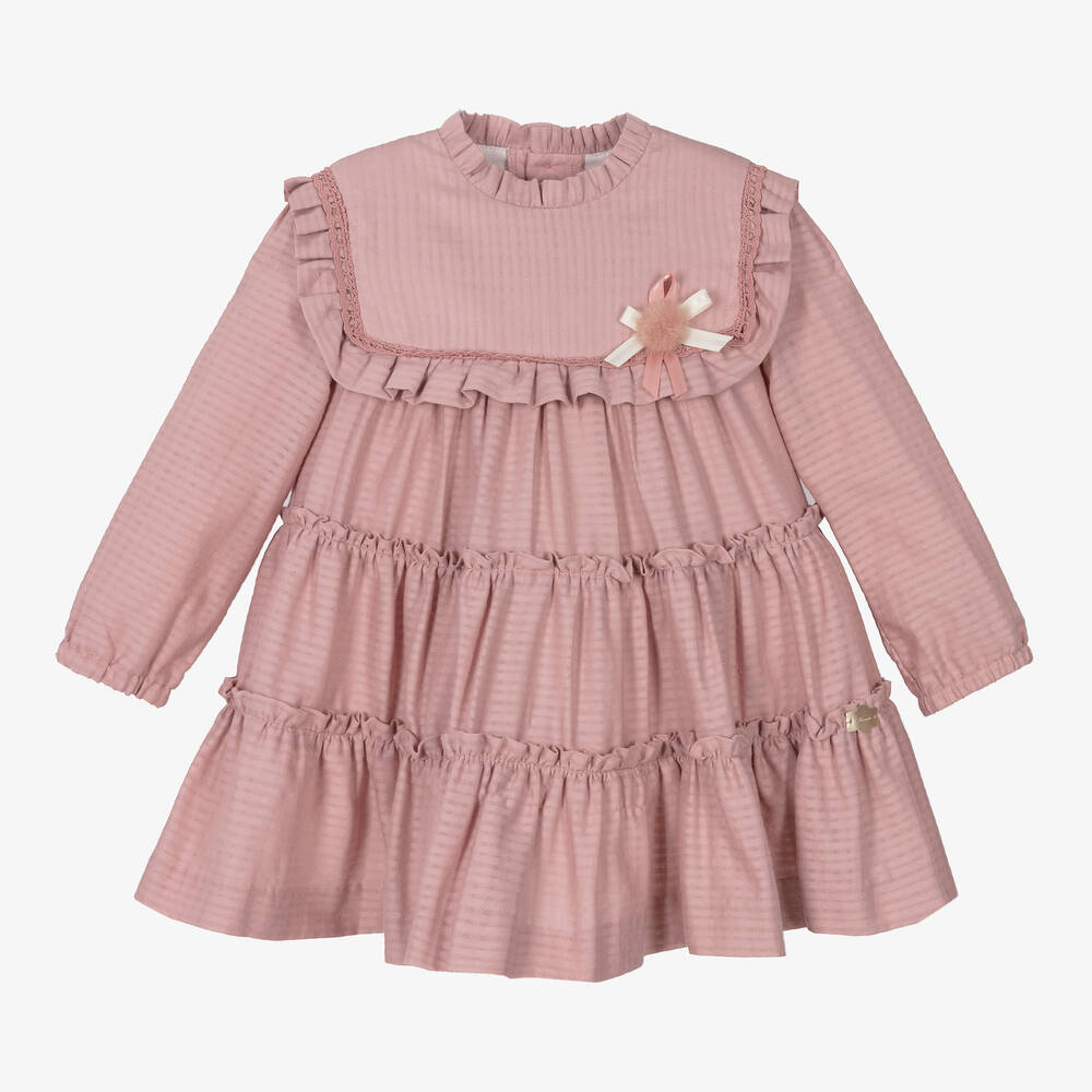 Miranda - Girls Pink Tiered Cotton Dress | Childrensalon