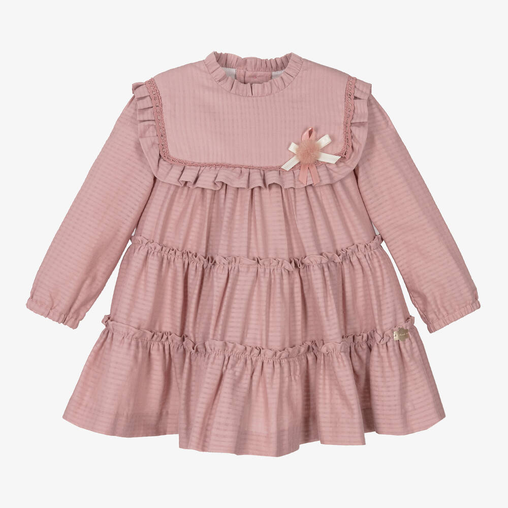 Miranda - Rosa gestuftes Baumwollkleid | Childrensalon