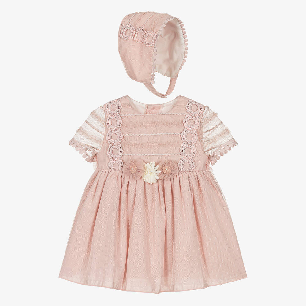 Miranda - طقم فستان أطفال بناتي تول لون زهري | Childrensalon