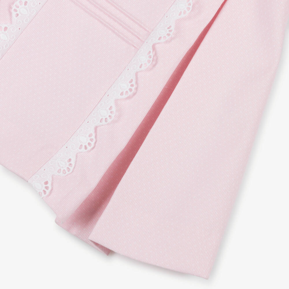 Miranda-Girls Pink Twill Frock with Lace | Childrensalon Outlet