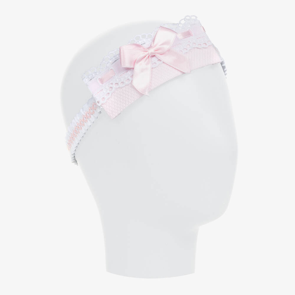 Miranda-Girls Pink & White Bow Headband | Childrensalon Outlet