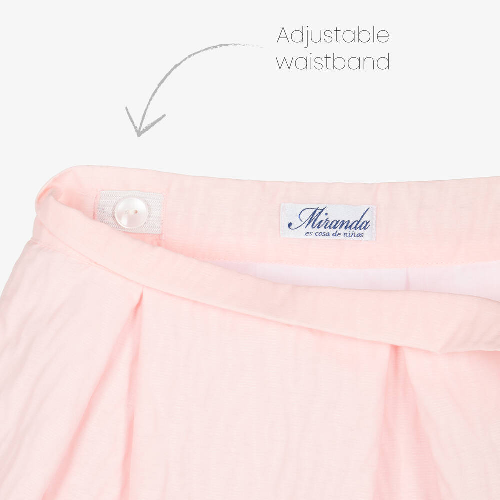 Miranda-Girls Pink & White Cotton Skirt Set | Childrensalon Outlet