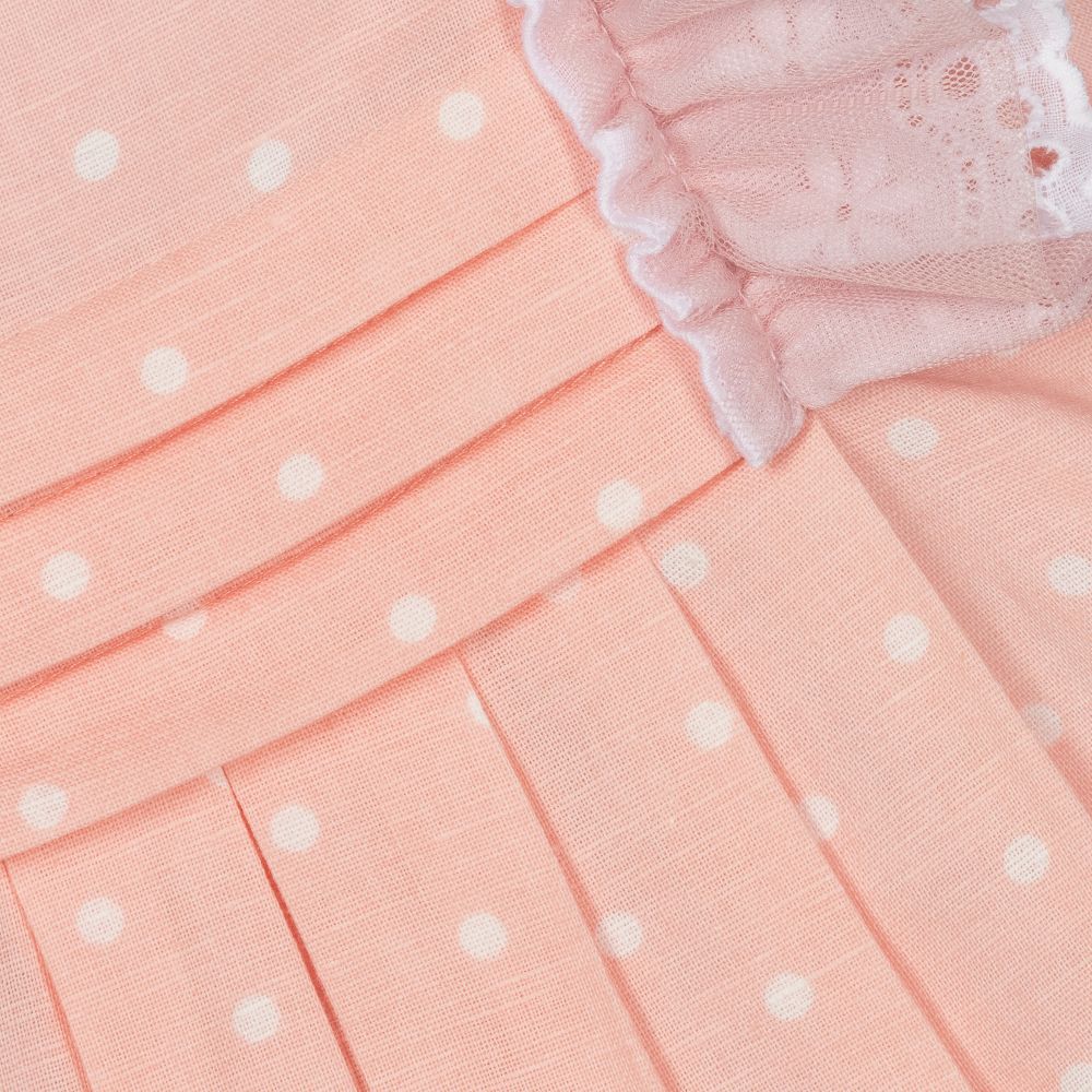 Miranda-Girls Pink & White Dots Dress  | Childrensalon Outlet