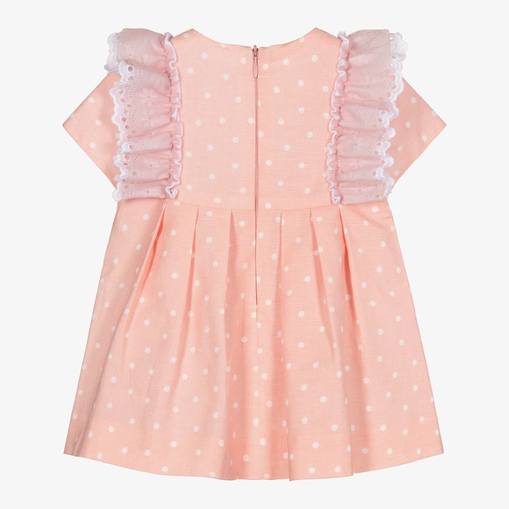 Miranda-Girls Pink & White Dots Dress  | Childrensalon Outlet