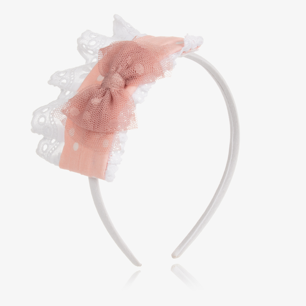 Miranda - Girls Pink & White Hairband | Childrensalon