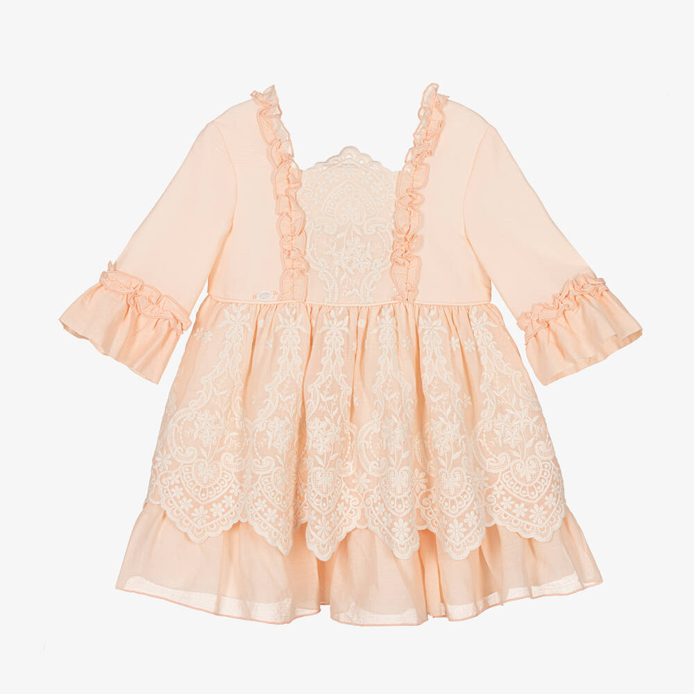 Miranda - Girls Pink & White Lace Dress | Childrensalon