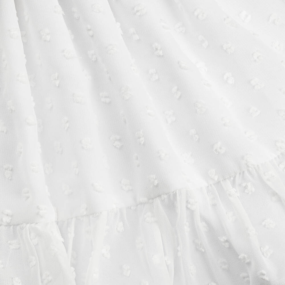 Miranda-Girls Plumeti & Lace White Dress | Childrensalon Outlet