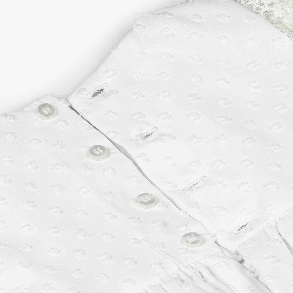 Miranda-Girls Plumeti & Lace White Dress | Childrensalon Outlet